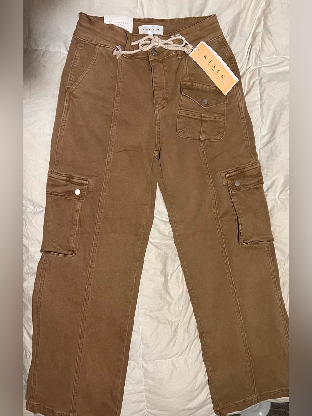 Risen Wide Leg Cargo Pants in Brown size 28 - Picture 2 of 3